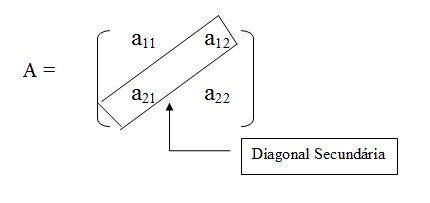 na figura temos a diagonal principal de uma matriz de ordem 2 que passa pelos elementos a12, a21.