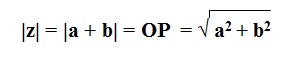 na figura temos o módulo de z igual a módulo de a + b que é igual a reta OP que é igual a raiz quadrada de a ao quadrado
          mais b ao quadrado.